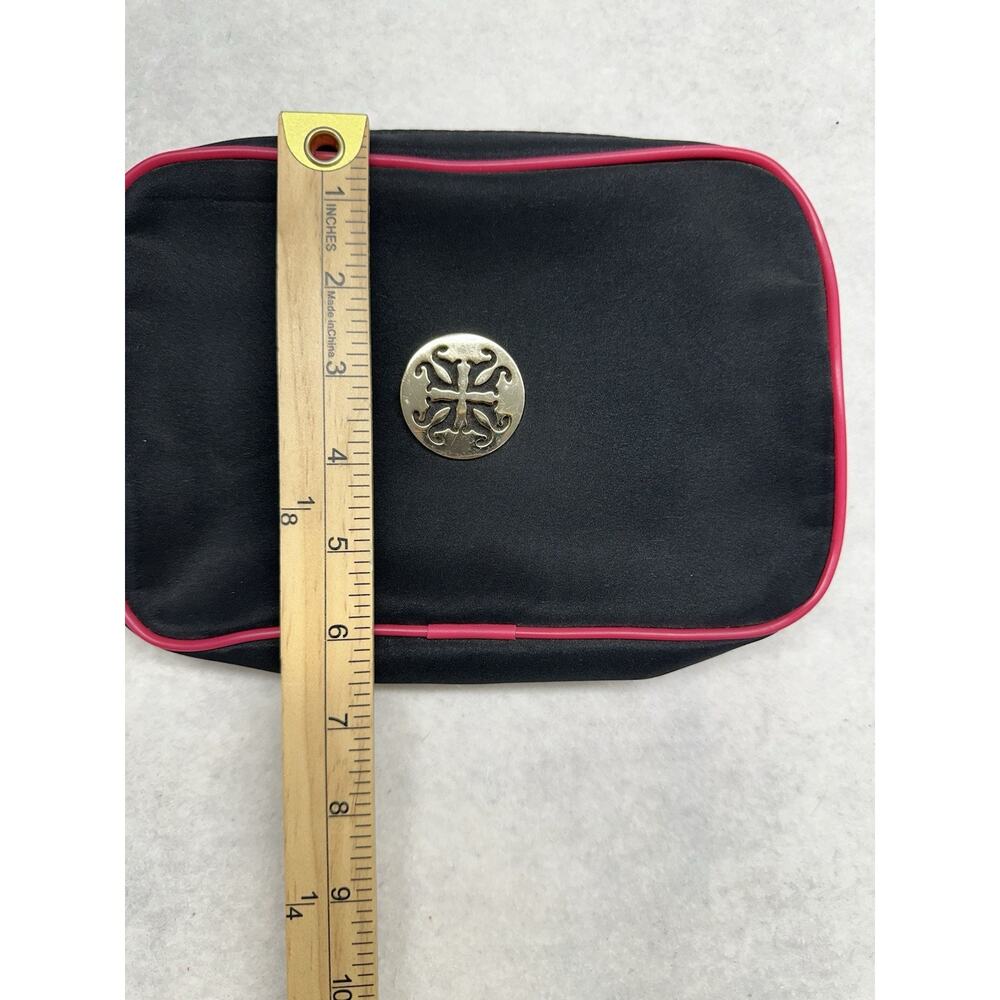 Rustic Cuff Large Cosmetic Bag Storage Travel Black Red Trim Gold Logo - Picture 3 of 6